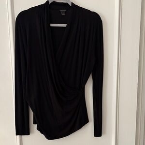 Ann Taylor black faux wrap top